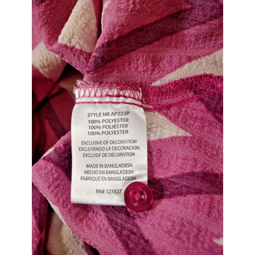 Alex & Parker Blouse 3XL Fuchsia Geo Print Top Women’s Shirt Pockets Plus Size - Picture 6 of 9
